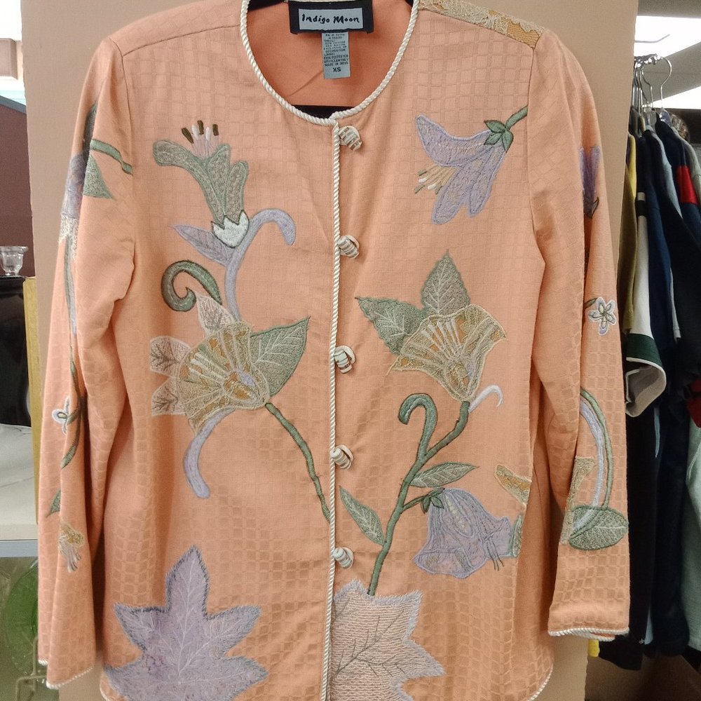 Indigo Moon embroidered jacket.